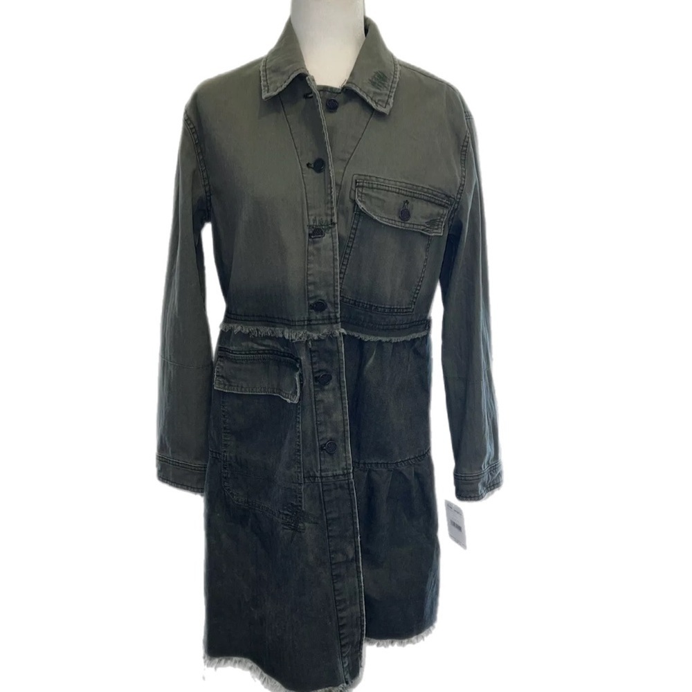 NWT- Free People Forever Free Cotton Tiered Jacket Military Green 💯 Cotton - Picture 5 of 12